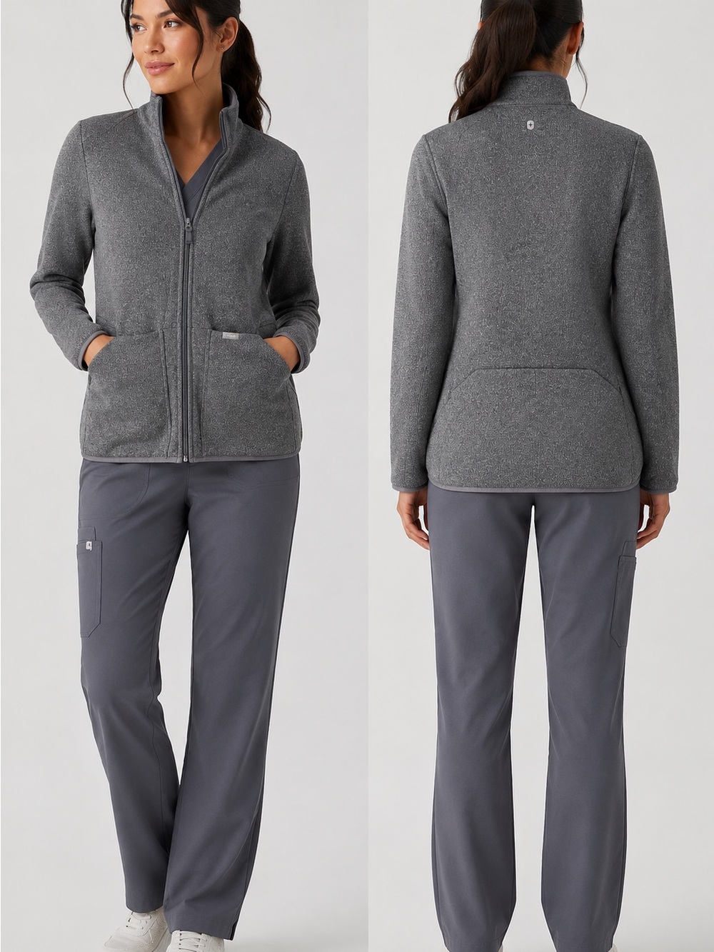 FIGS On-Shift Sweater Knit Zip-Up
Jacket Gray Size Small